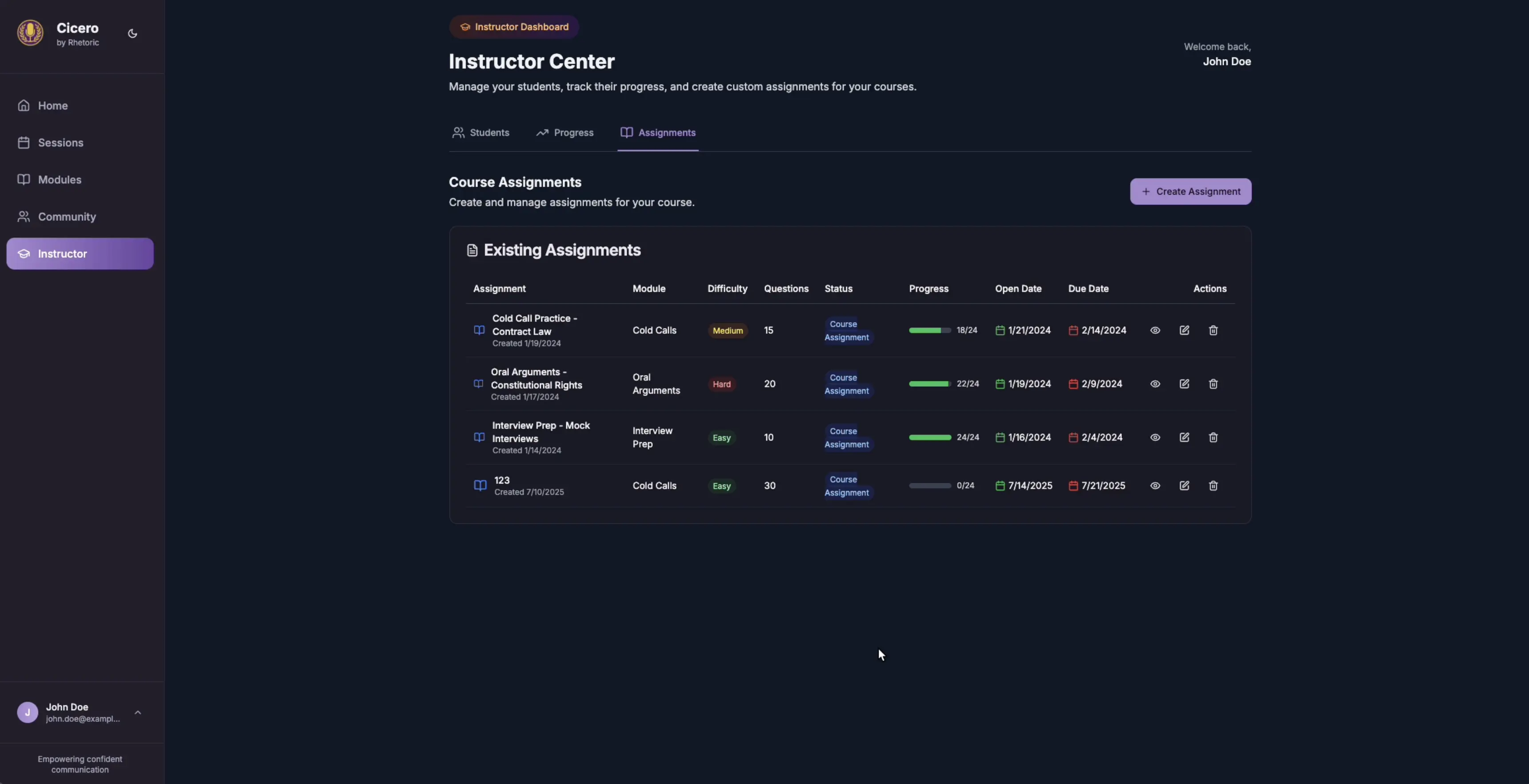 Instructor creating custom learning module with defined criteria